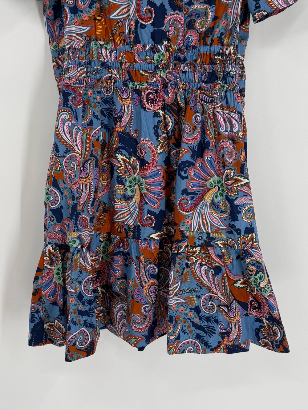 Maeve Anthropologie The Somerset Mini Dress Womens Large Blue Floral Smocked - Picture 10 of 12